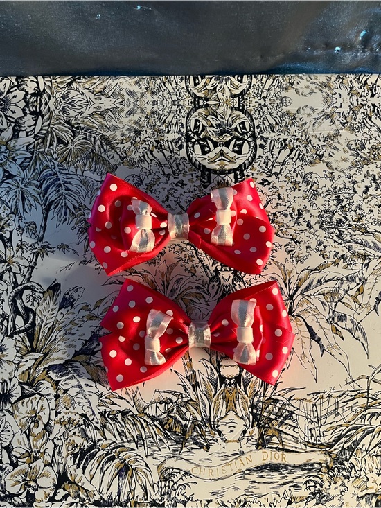 Other - Handmade Kids Pink Polka Dot Bow Hair Clips - Classic Bow Pair